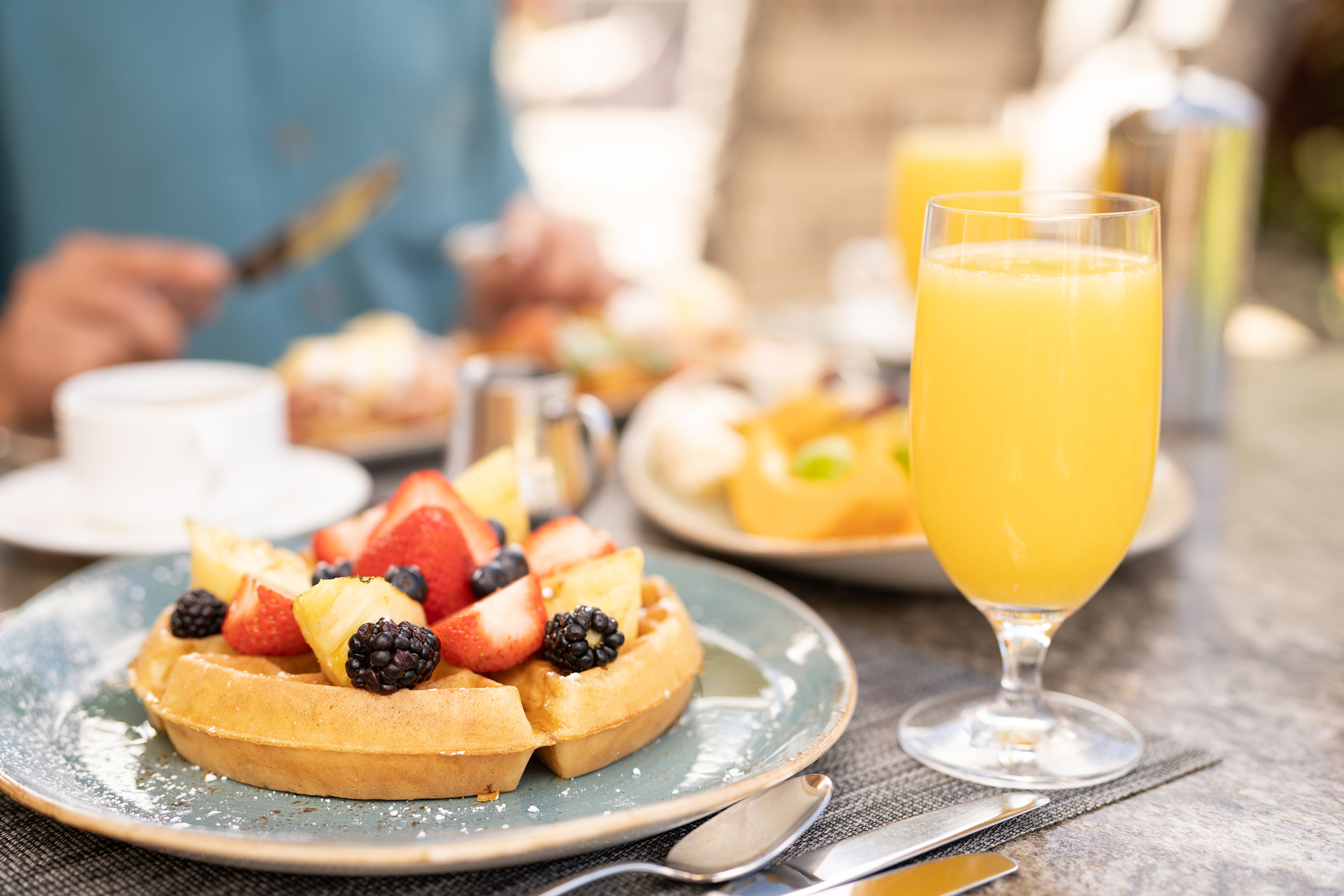 waffles and orange juice