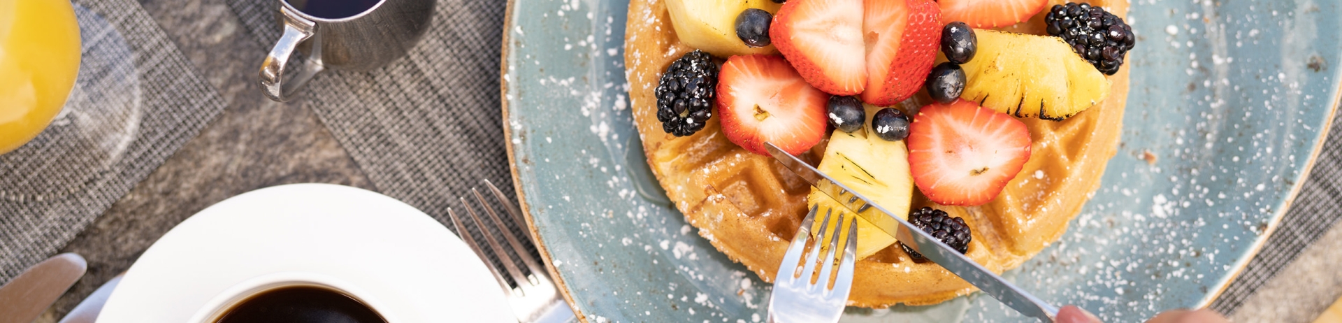 waffles and orange juice