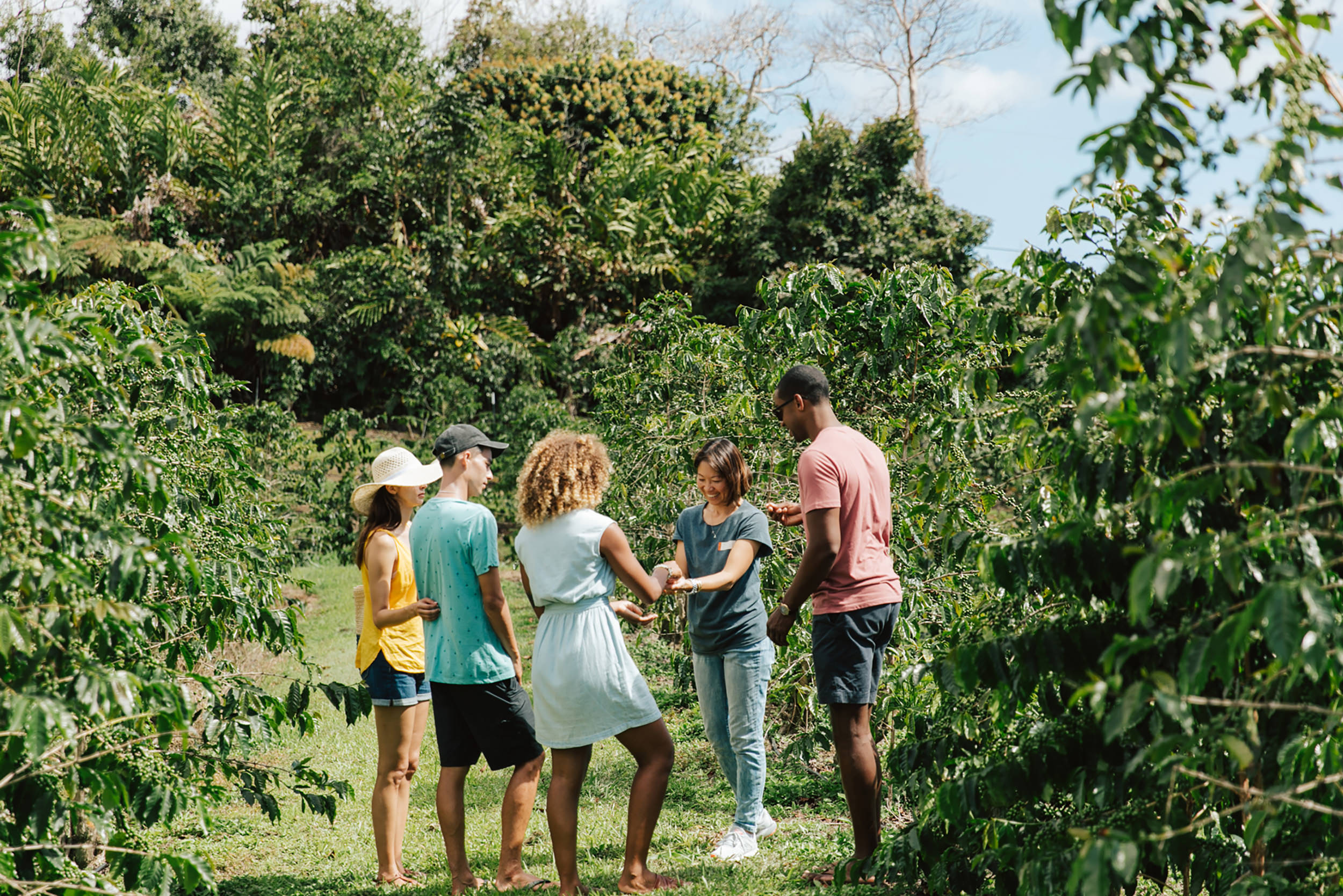 a family taking a garden tour