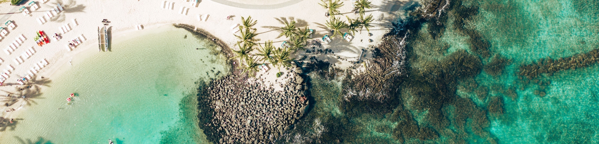 aerial of the reef close to the beach
