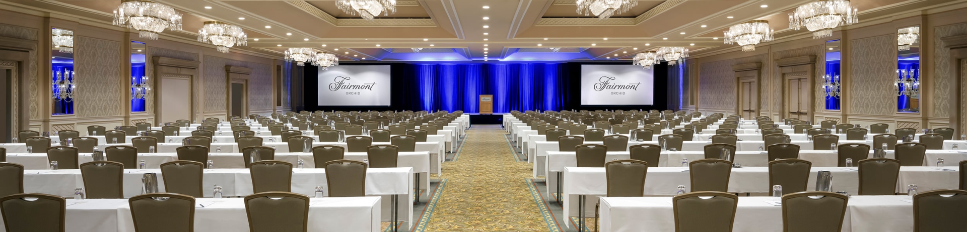 large meeting room set up for a conference