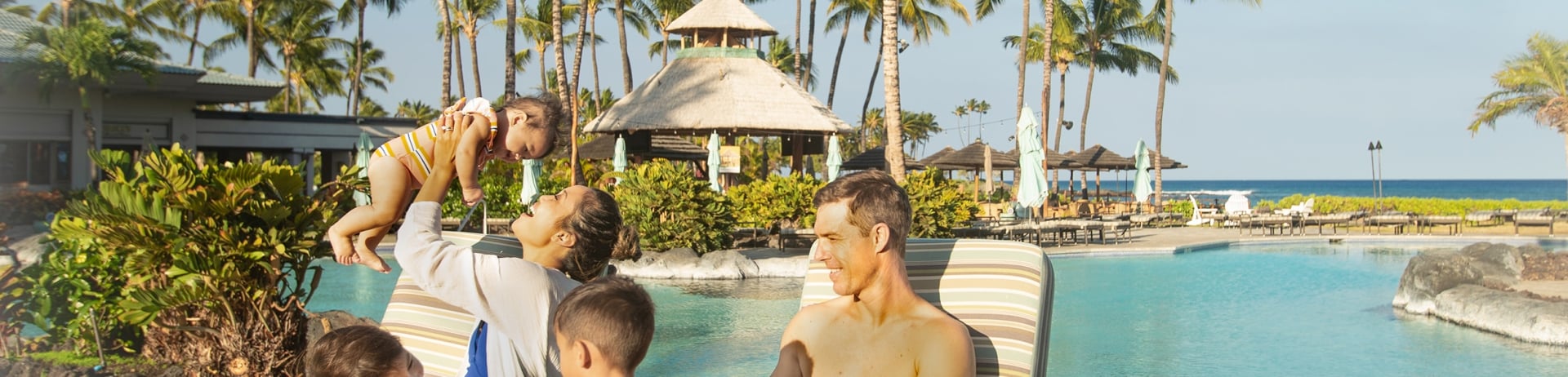 family at pool