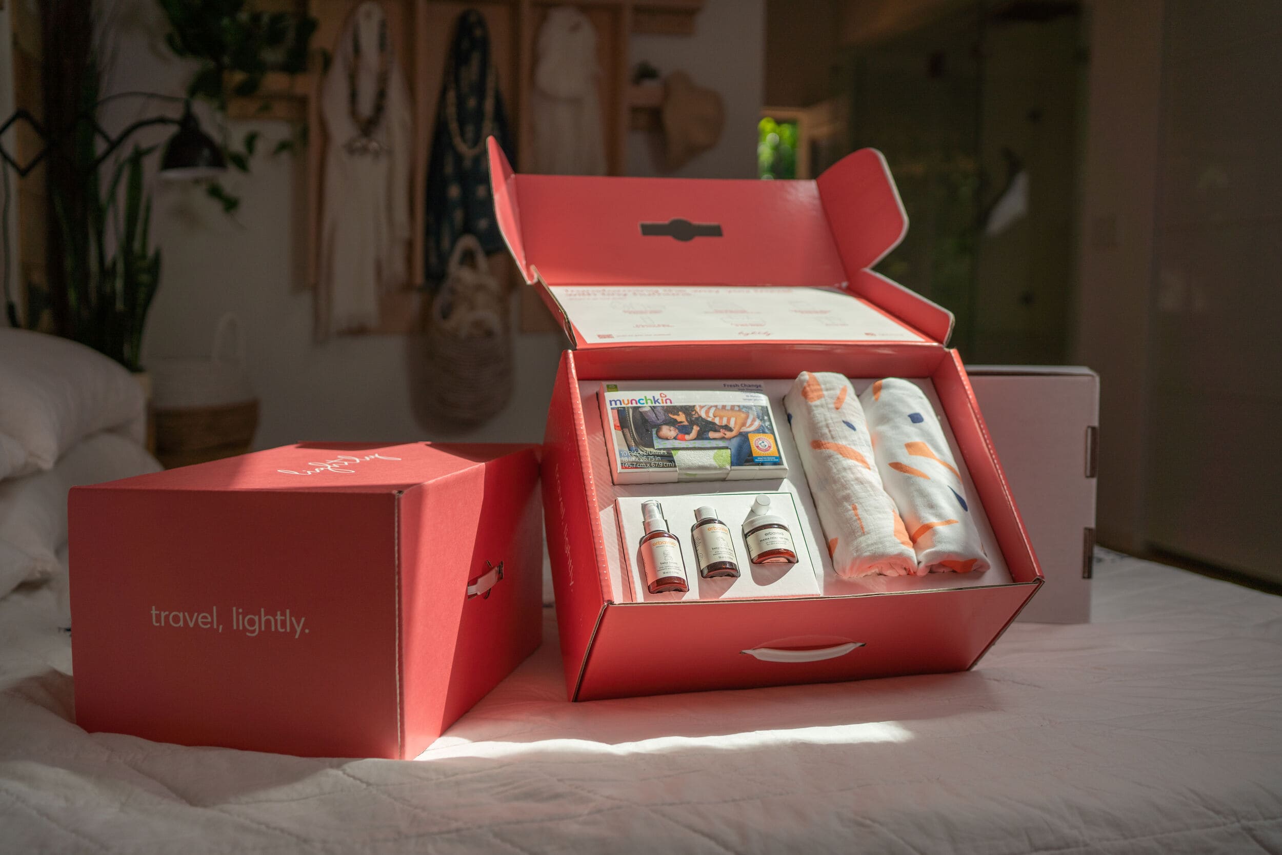 box of baby items