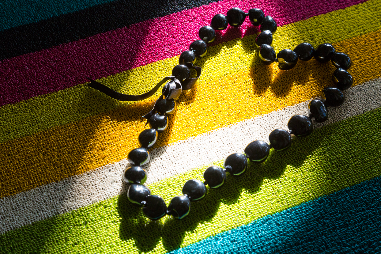 Kukui nut lei on towel