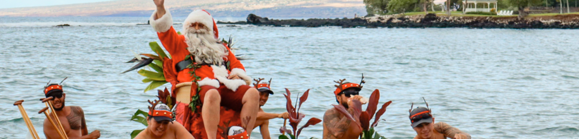 Santa Arrives on Canoe