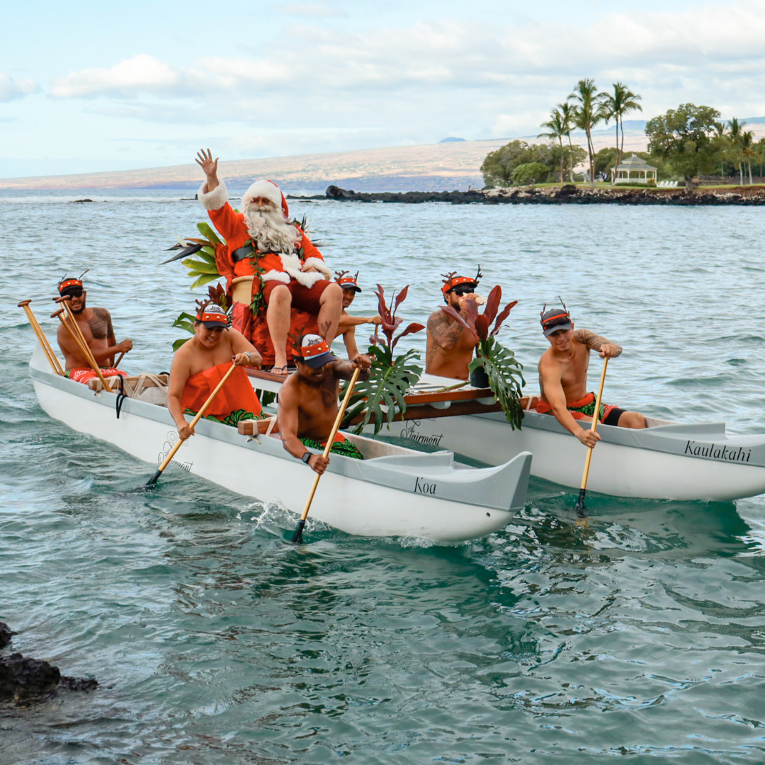 Santa Arrives on Canoe