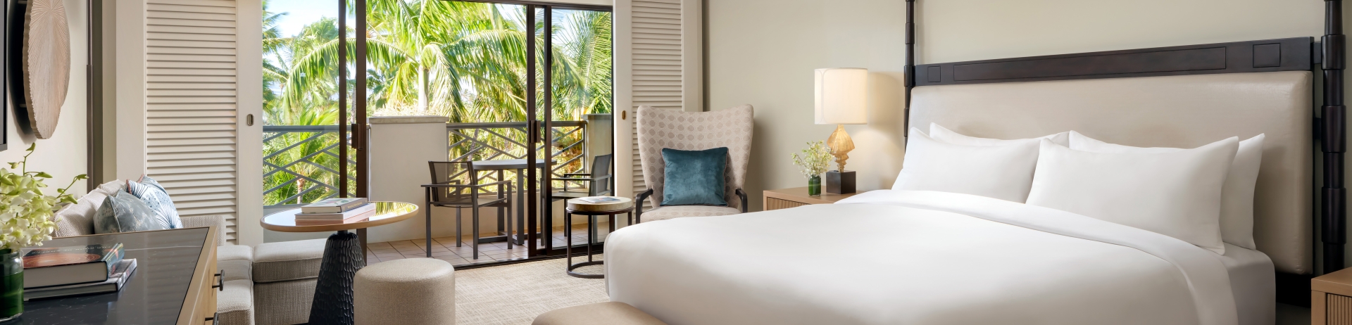 Hotel guest room with king bed