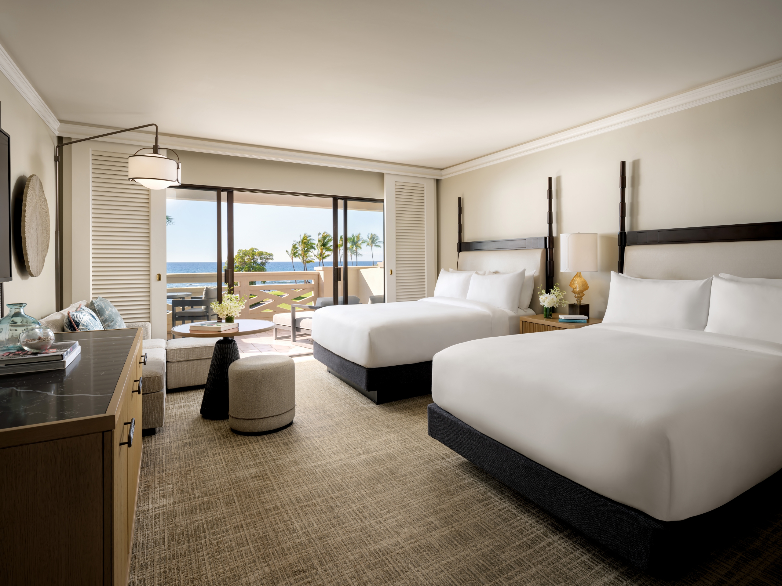 Hotel guest room with two queen beds