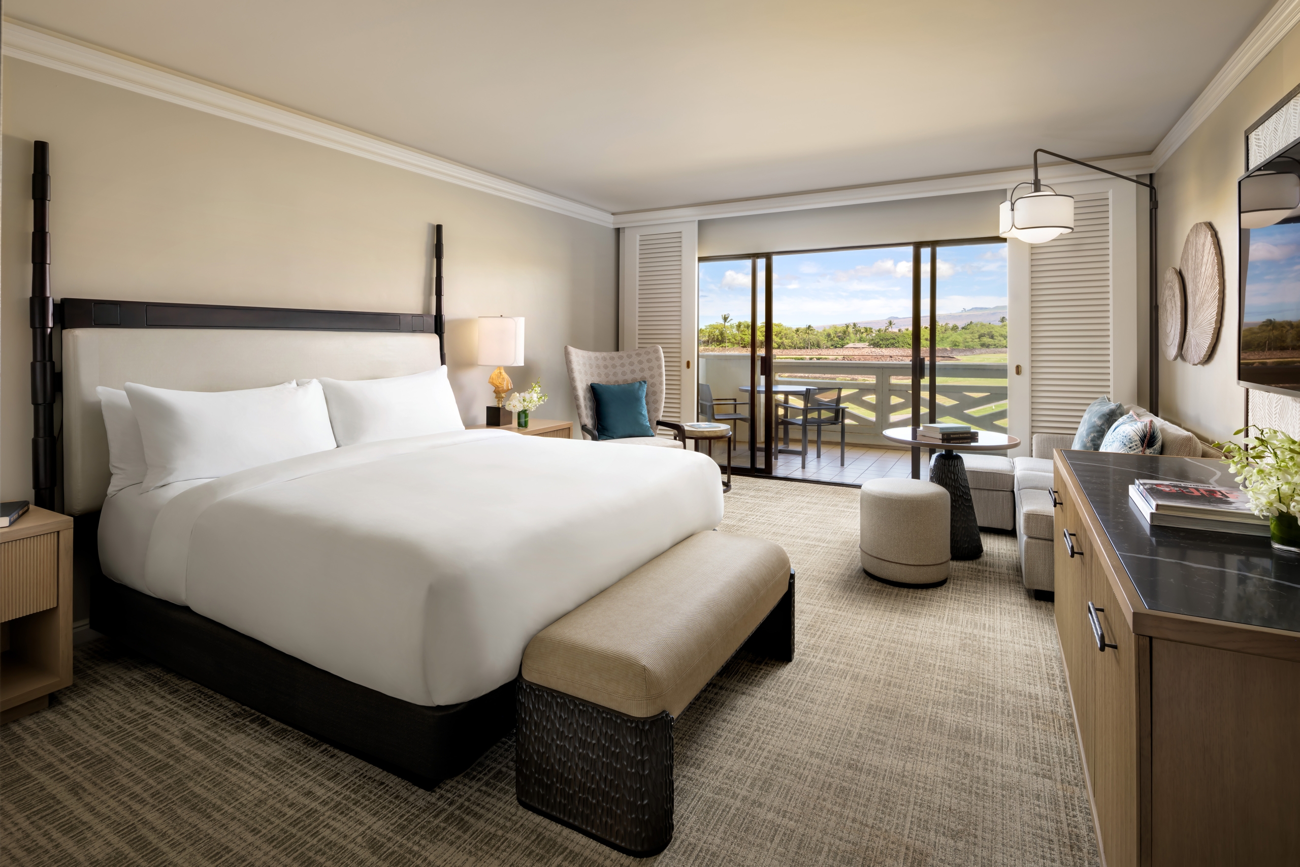 Hotel guest room with king bed