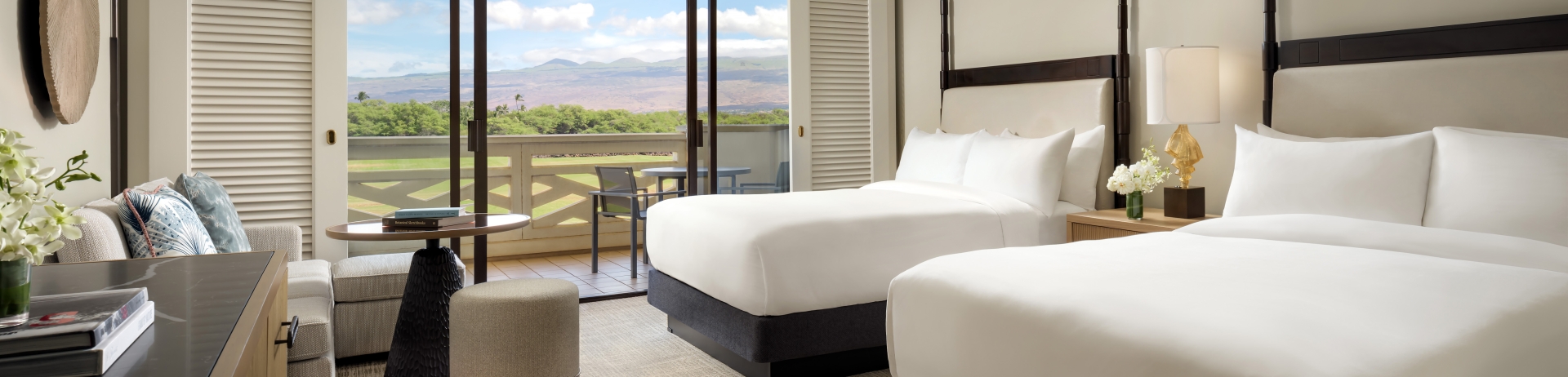 Hotel guest room with two queen beds