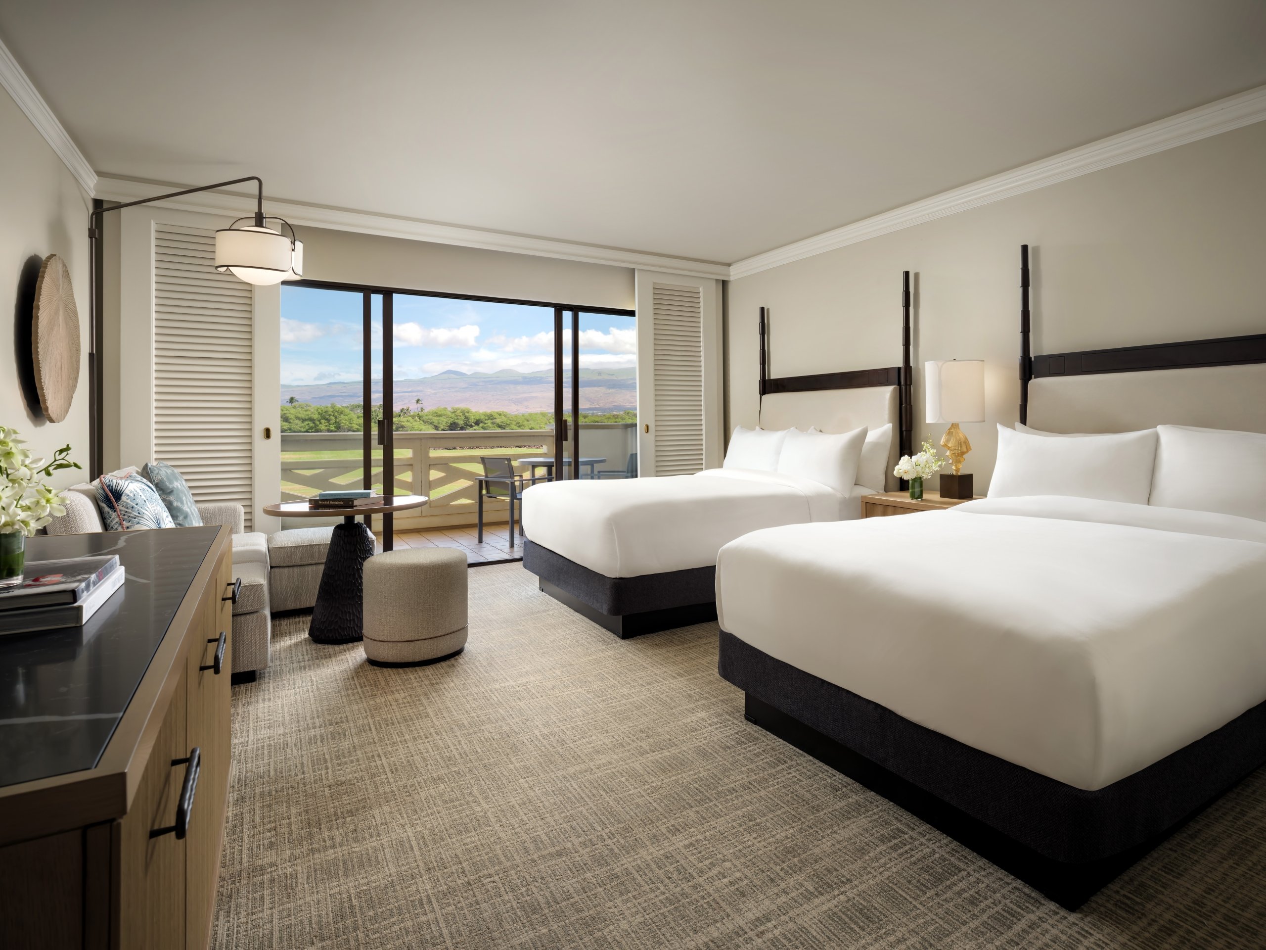 Hotel guest room with two queen beds