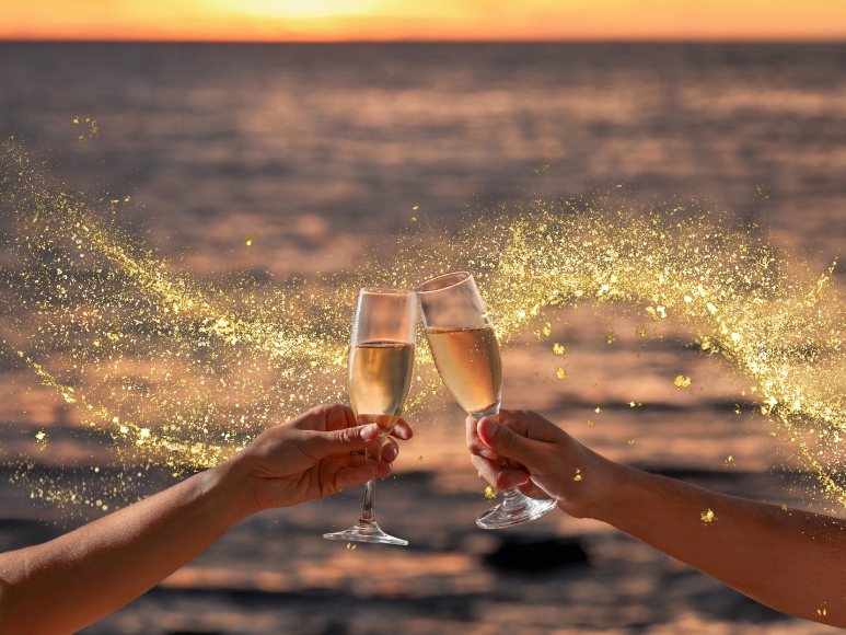 Champagne Cheers at Sunset