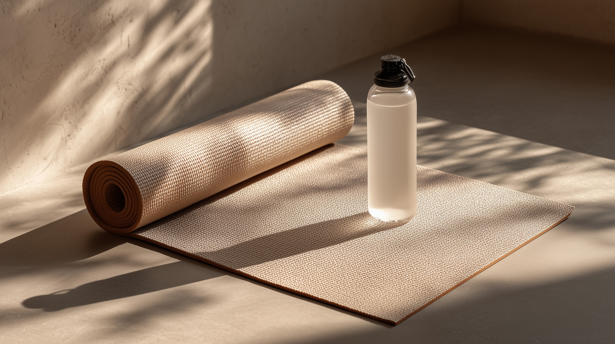 yoga mat and water bottle